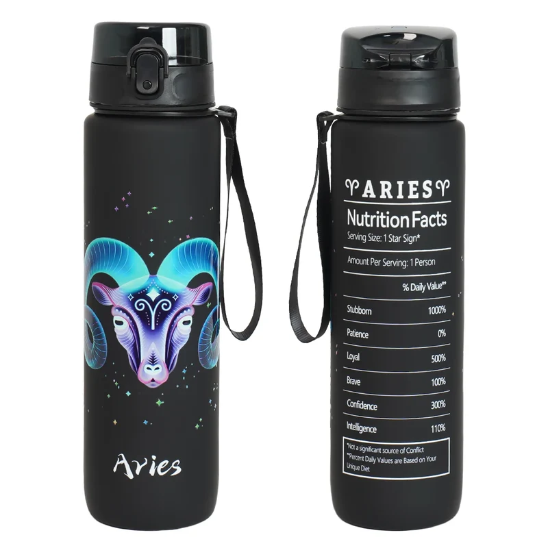 12 zodiac Aquarius 1L outdoor activity leak-proof plastic cup portable water bottle birthday gift holiday gift