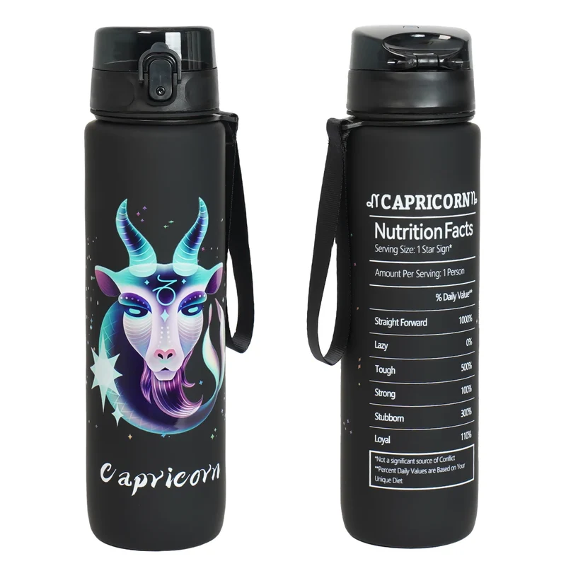12 zodiac Aquarius 1L outdoor activity leak-proof plastic cup portable water bottle birthday gift holiday gift