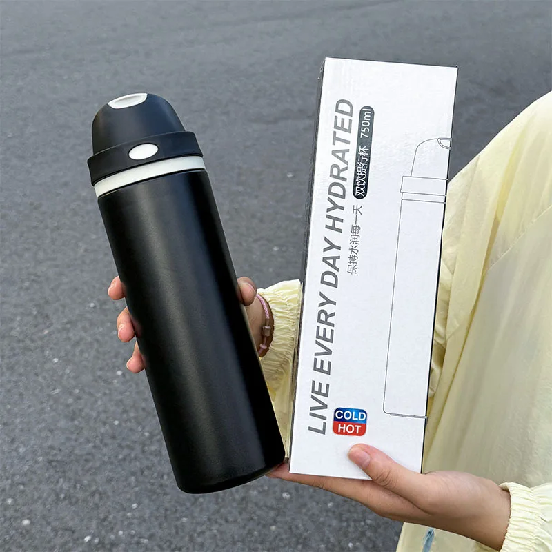 1pc Sports Cycling Water Bottle, 750ML Large Capacity Dual-Drinking Sports Water Bottle, Outdoor Portable Water Bottle
