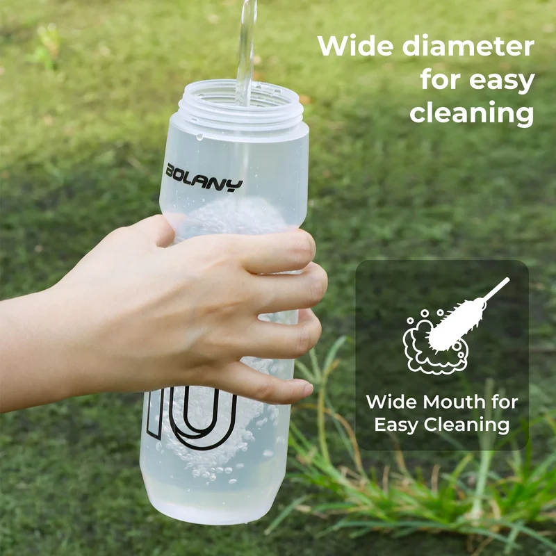 BOLANY 750ML Sports Bottle 10th Rubber Transparent Plastic with lid Bottle Portable Squeeze Drinking Outdoor Cycling Kettle