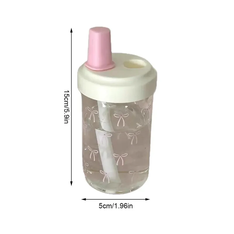 Pink Bow Tumbler Transparent Straw Water Cup Cute Portable Water Bottle For Outdoor School Drinking Water Bottles