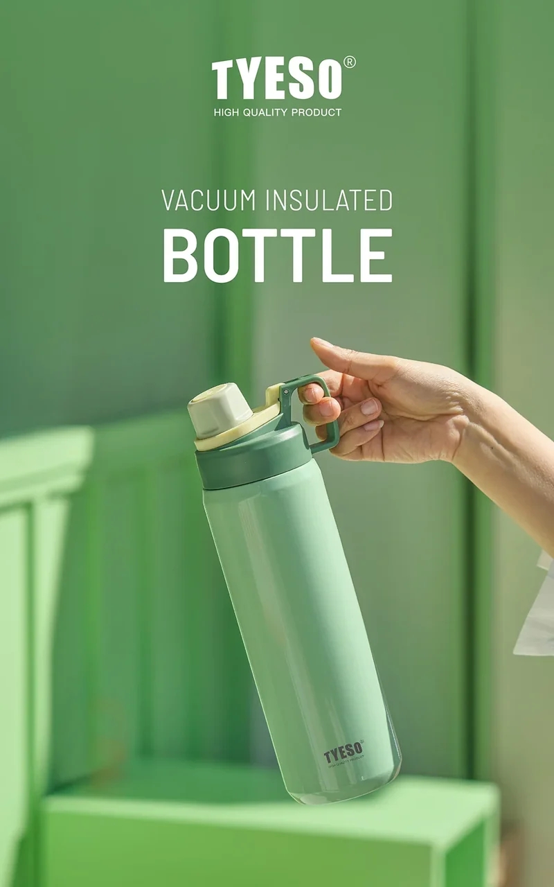Tyeso Vacuum Flask for Men Women Stainless Steel Outdoor Water Bottles for Cycling Hiking 750ml 900ml Portable Water Bottle