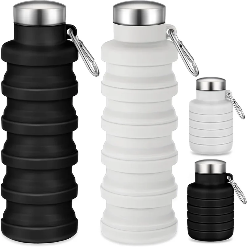 Collapsible Water Bottles Silicone Travel Foldable Portable Water Bottle Silicone Reusable Leakproof for Camping Hiking Cycling