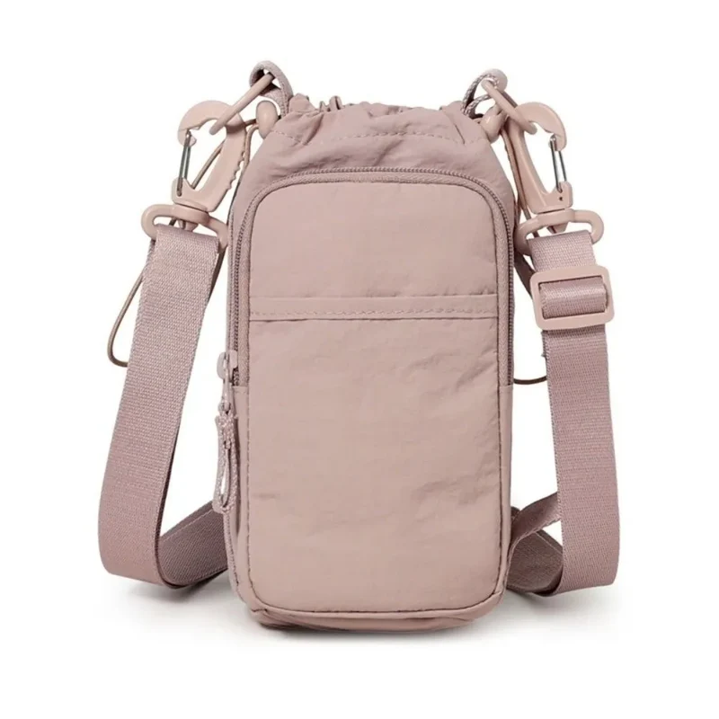 Adjustable Strap Nylon Water Bottle Storage Bag Phone Pocket Nylon Material Portable Water Bottle Bag Protective Cover
