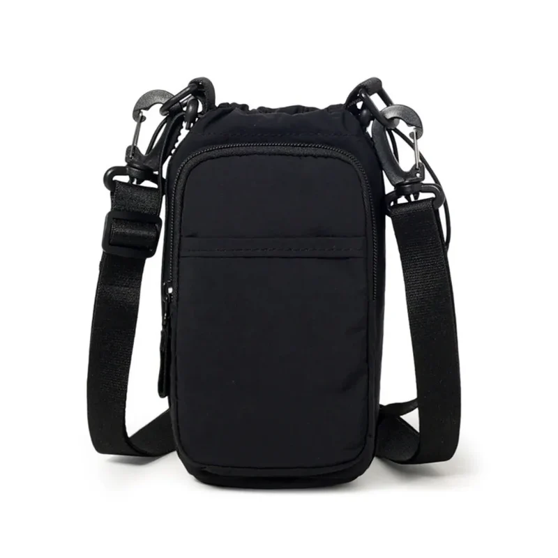 Adjustable Strap Nylon Water Bottle Storage Bag Phone Pocket Nylon Material Portable Water Bottle Bag Protective Cover