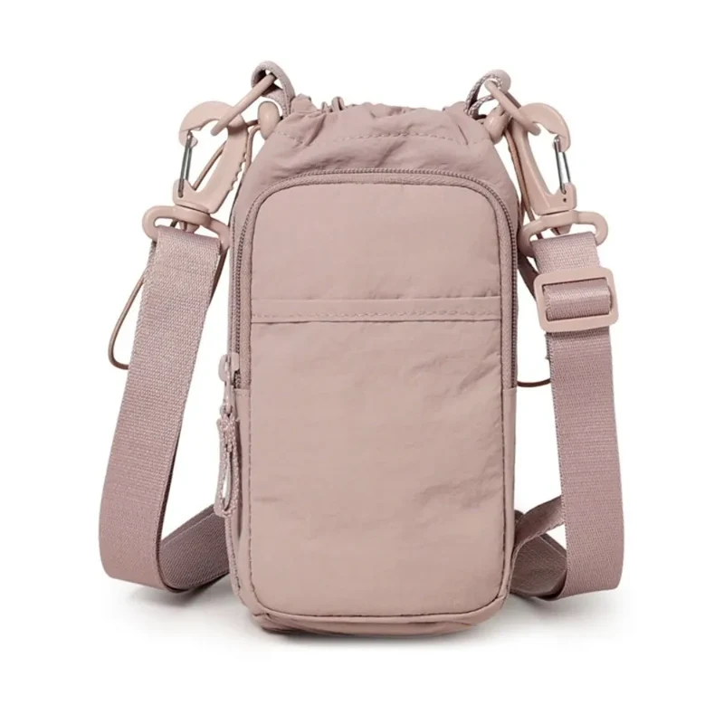 Adjustable Strap Nylon Water Bottle Storage Bag Phone Pocket Nylon Material Portable Water Bottle Bag Protective Cover