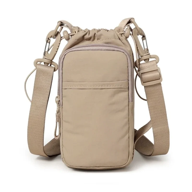 Adjustable Strap Nylon Water Bottle Storage Bag Phone Pocket Nylon Material Portable Water Bottle Bag Protective Cover