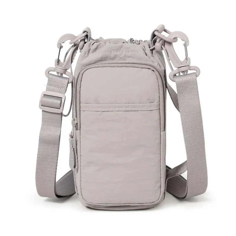 Adjustable Strap Nylon Water Bottle Storage Bag Phone Pocket Nylon Material Portable Water Bottle Bag Protective Cover