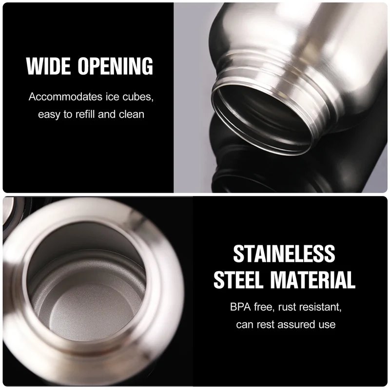 TOMSHOO 1050ml Stainless Steel Water Bottle Leak Proof Sports Bottle with 750ml Water Cup Coffee Mug Hanging Pot for Outdoor