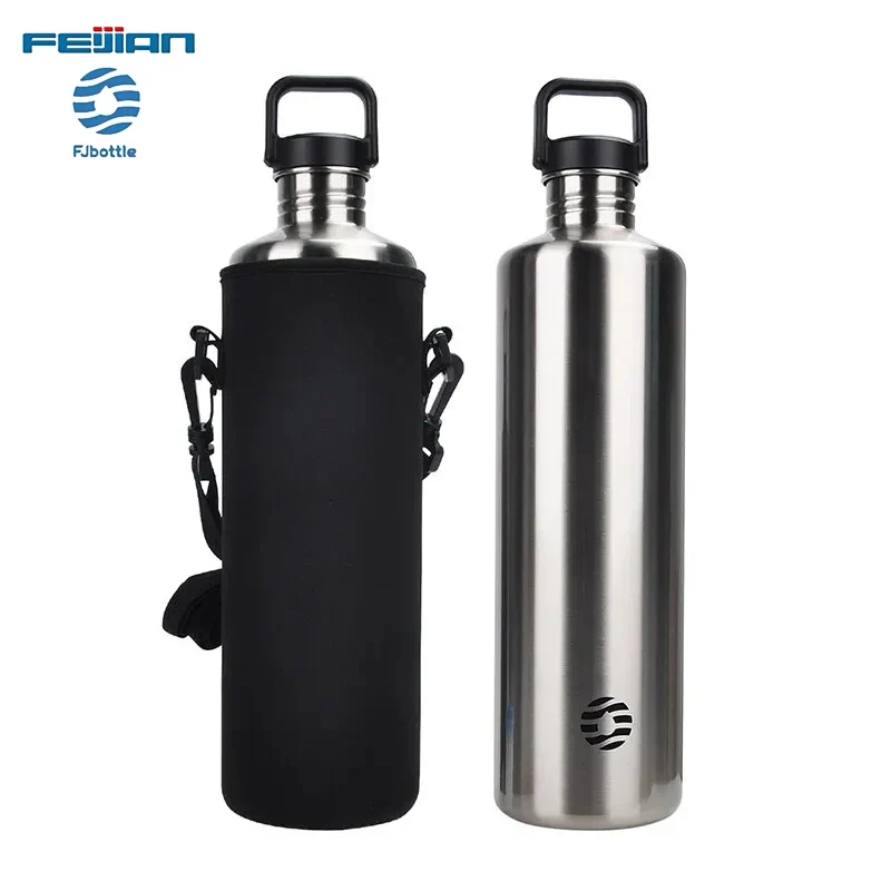 Fjbottle 2L Portable Water Bottle Stainless Steel Cycling Sports Water Bottle Leakproof BPA Free Large Capacity with Bottle Bag