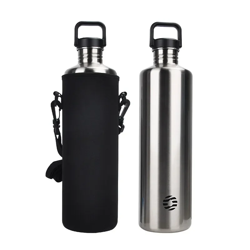 Fjbottle 2L Portable Water Bottle Stainless Steel Cycling Sports Water Bottle Leakproof BPA Free Large Capacity with Bottle Bag