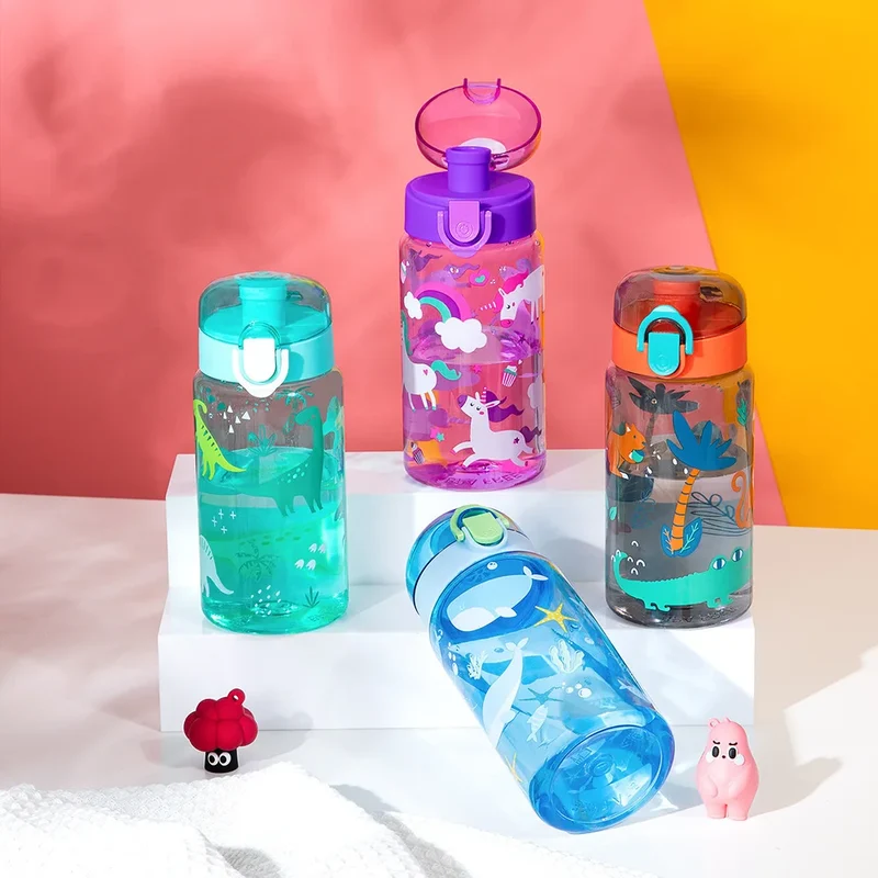 18.6oz Leakproof Cartoon Water Cup Portable Water Bottle With Rope Easy-to-Carry For Outdoor Travel Back to School Essentials