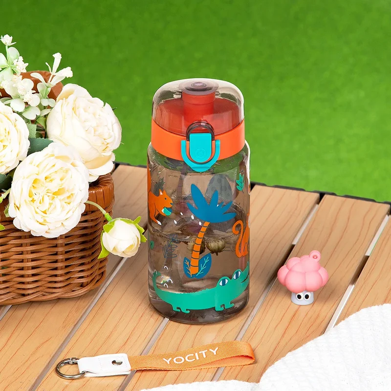 18.6oz Leakproof Cartoon Water Cup Portable Water Bottle With Rope Easy-to-Carry For Outdoor Travel Back to School Essentials