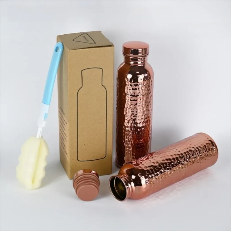 800ML Copper Water Bottle One-Click Open Lid Thermal Insulation Leakproof Sports Bottle Anti-Slip Silicone Base