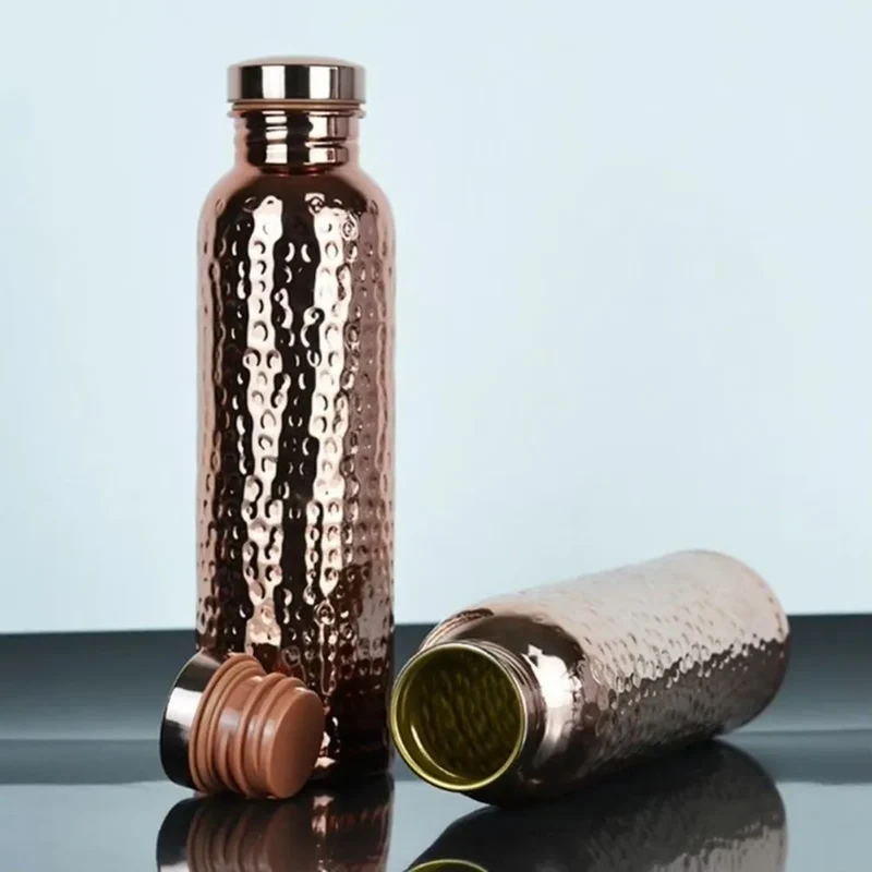 800ML Copper Water Bottle One-Click Open Lid Thermal Insulation Leakproof Sports Bottle Anti-Slip Silicone Base