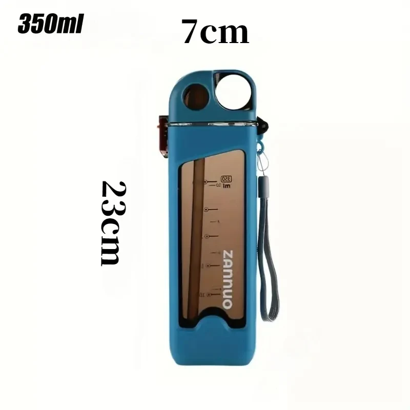 350ml Plastic Water Bottle Leak-proof Square Cup Sports Bottle with Lockable Lid and Measurements for Outdoor Sports Travel Cup