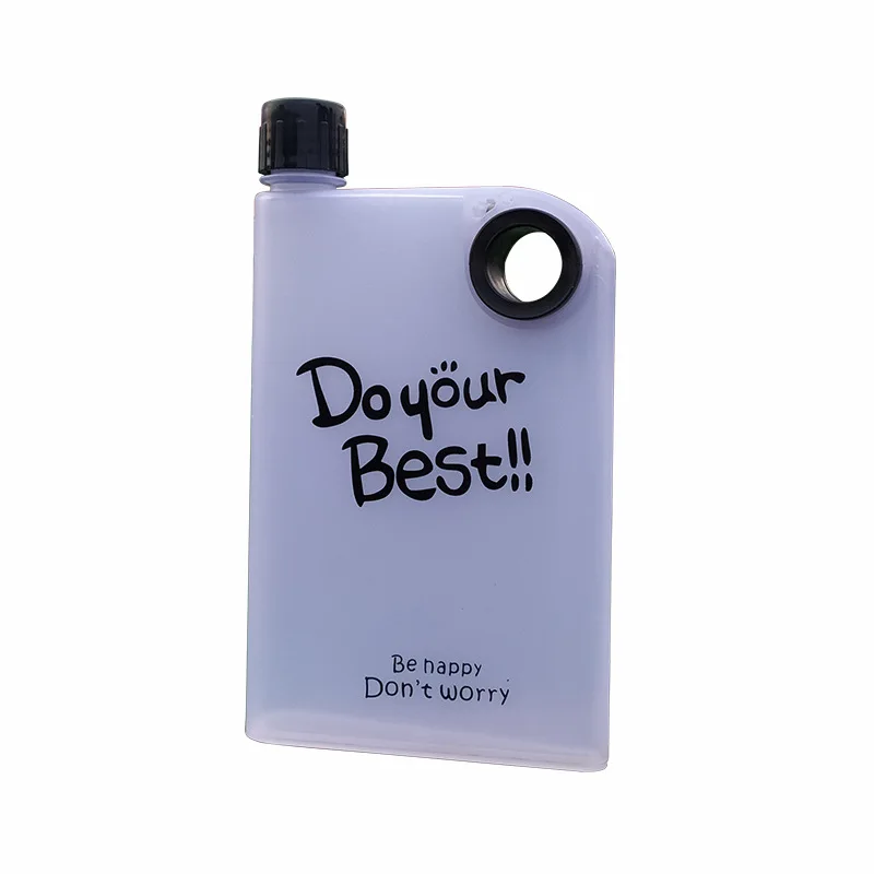 380ML Transparent Flat Water Bottle Plastic Travel Bicycle Drinking Cup Reusable Portable Water Bottle