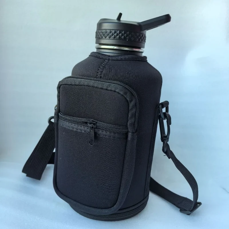 Portable Water Bottle Bag Large Capacity with Adjustable Shoulder Strap Cup Insulated Protective Cover Durable