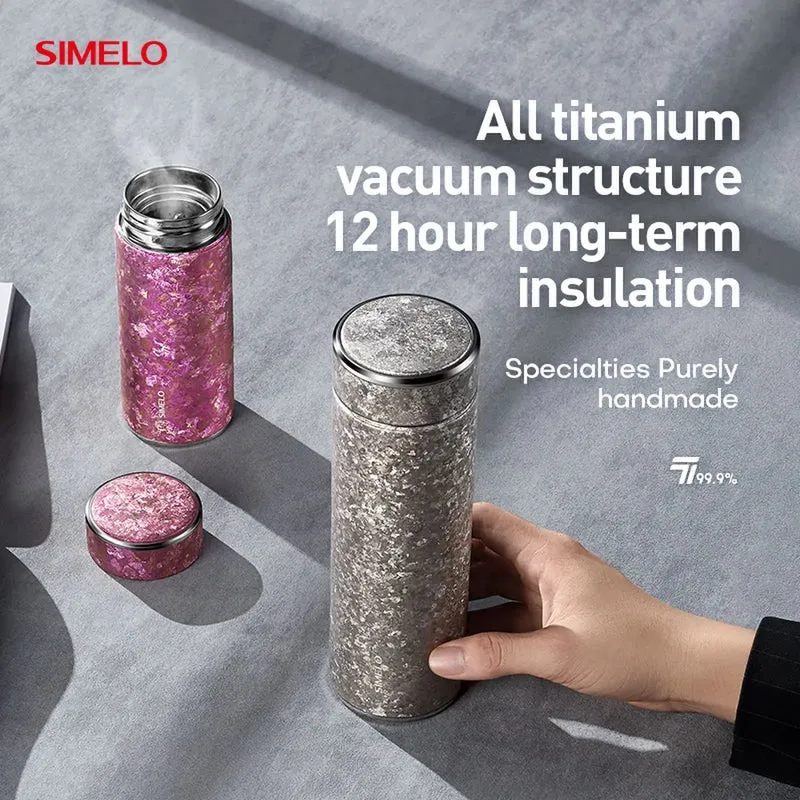 SIMELO Pure Titanium Insulated Cup Large Capacity Portable Water Bottle Business Gift Box Accompanying Mug for Travel Outdoor