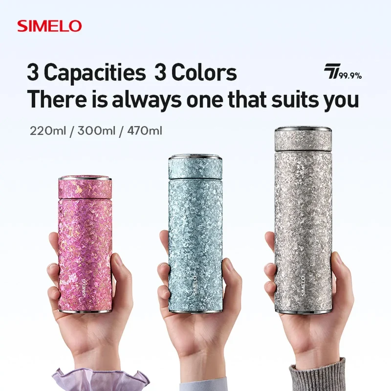 SIMELO Pure Titanium Insulated Cup Large Capacity Portable Water Bottle Business Gift Box Accompanying Mug for Travel Outdoor