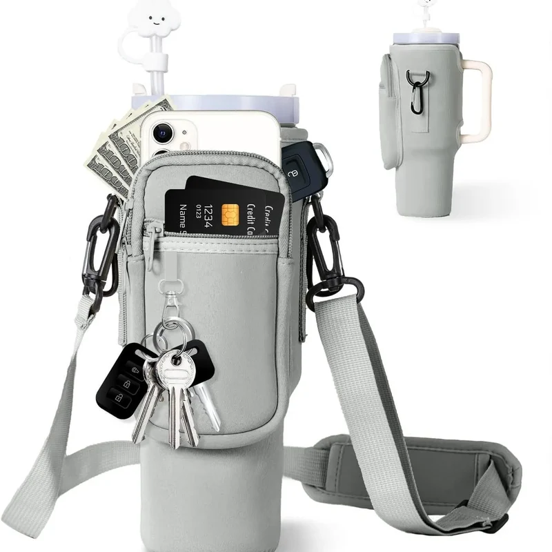 Water Bottle Carrier Bag For Stanley 40oz Insulated Mug Cup Holder Portable Water Bottle Bag with Adjustable Shoulder Strap
