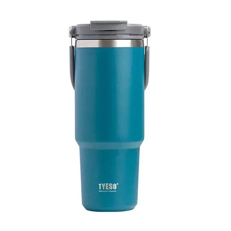 Tyeso Car Stainless Steel Insulated Cup 600/750/900ml Vacuum Thermal Cup with Straws and Handles Outdoor Portable Water Bottle