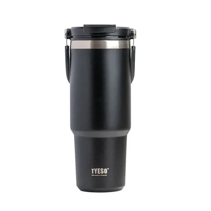 Tyeso Car Stainless Steel Insulated Cup 600/750/900ml Vacuum Thermal Cup with Straws and Handles Outdoor Portable Water Bottle