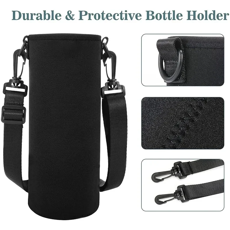Portable Water Bottle Insulated Neoprene Holder Pouch Bag 420/550/750/1000/1500ml Shoulder With Adjustable Strap