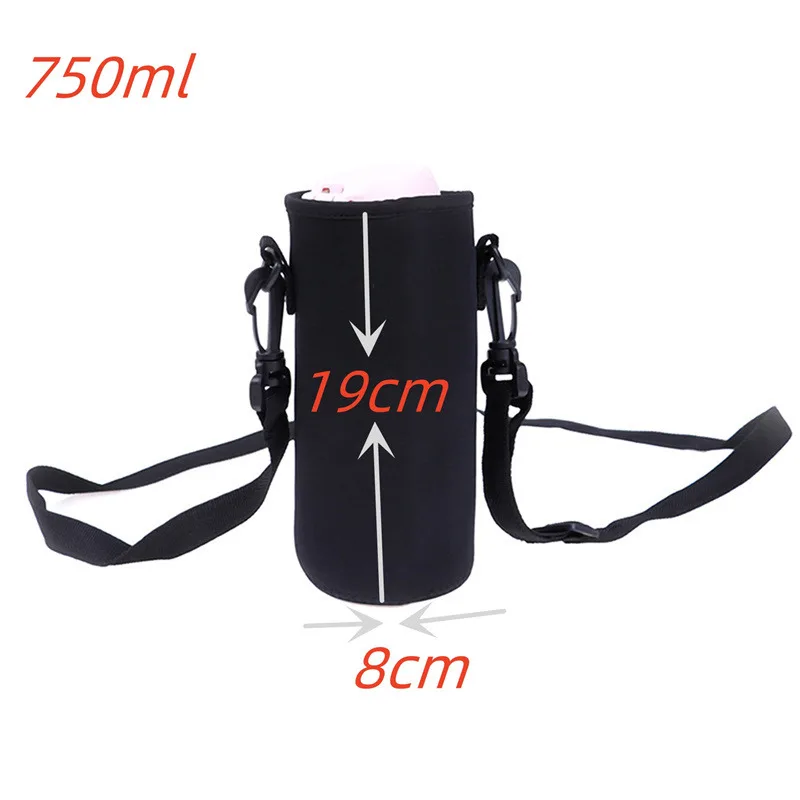 Portable Water Bottle Insulated Neoprene Holder Pouch Bag 420/550/750/1000/1500ml Shoulder With Adjustable Strap