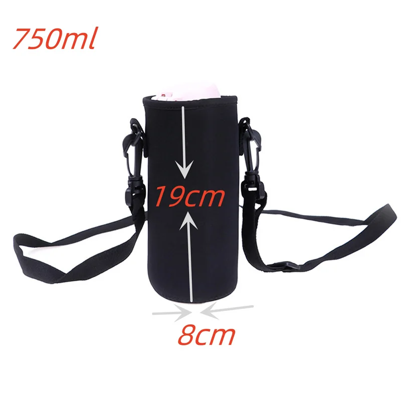 Portable Water Bottle Insulated Neoprene Holder Pouch Bag 420/550/750/1000/1500ml Shoulder With Adjustable Strap