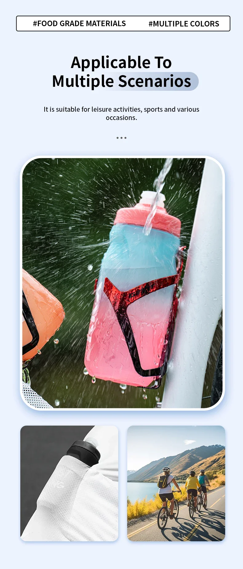 KKX Outdoor Sports Bottle 620ml/750ml Bicycle Bottle MTB Road Gravel Bike Water Bottle PP5 Portable Large Capacity Drink Kettle