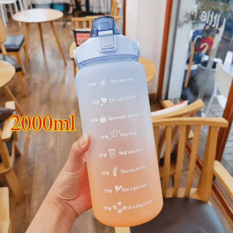 3PCS Sports Water Bottle with Time Marker Leak-proof Cup Motivational Portable Water Bottle for Outdoor Sport Fitness BPA Free