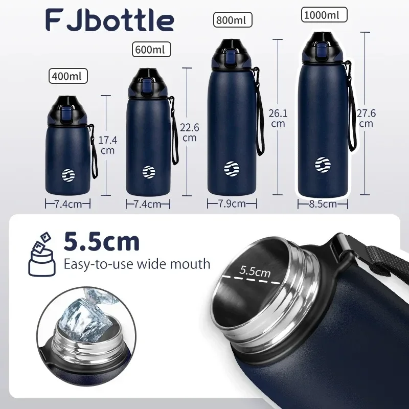FEIJIAN 600/800/1000ml Travel Water Bottles Vacuum Sports Bottle Warm and Cold Drink Stainless Steel Vacuum Flask Portable