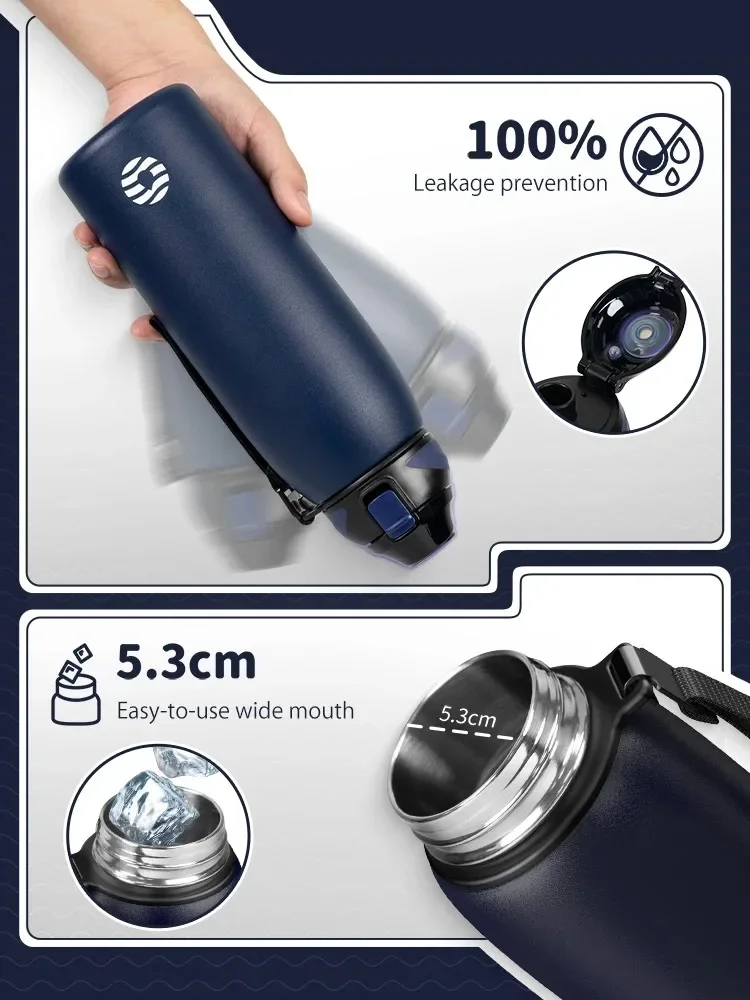 FEIJIAN 600/800/1000ml Travel Water Bottles Vacuum Sports Bottle Warm and Cold Drink Stainless Steel Vacuum Flask Portable