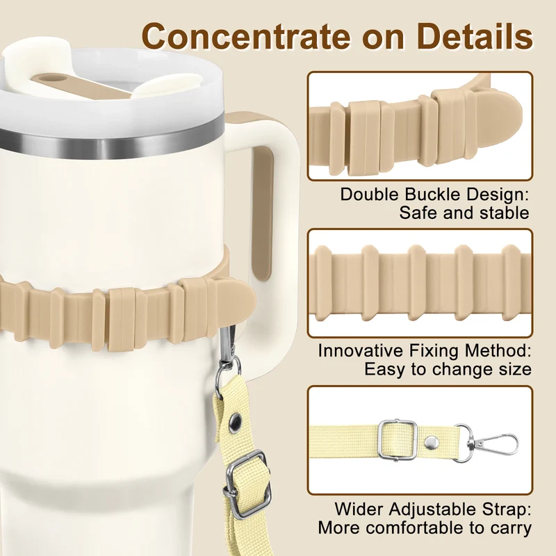 Eary Silicone Portable Water Bottle Carry Strap Handle Adjustable Water Bottle Sling Carrier With Strap Universal Cup Accessory