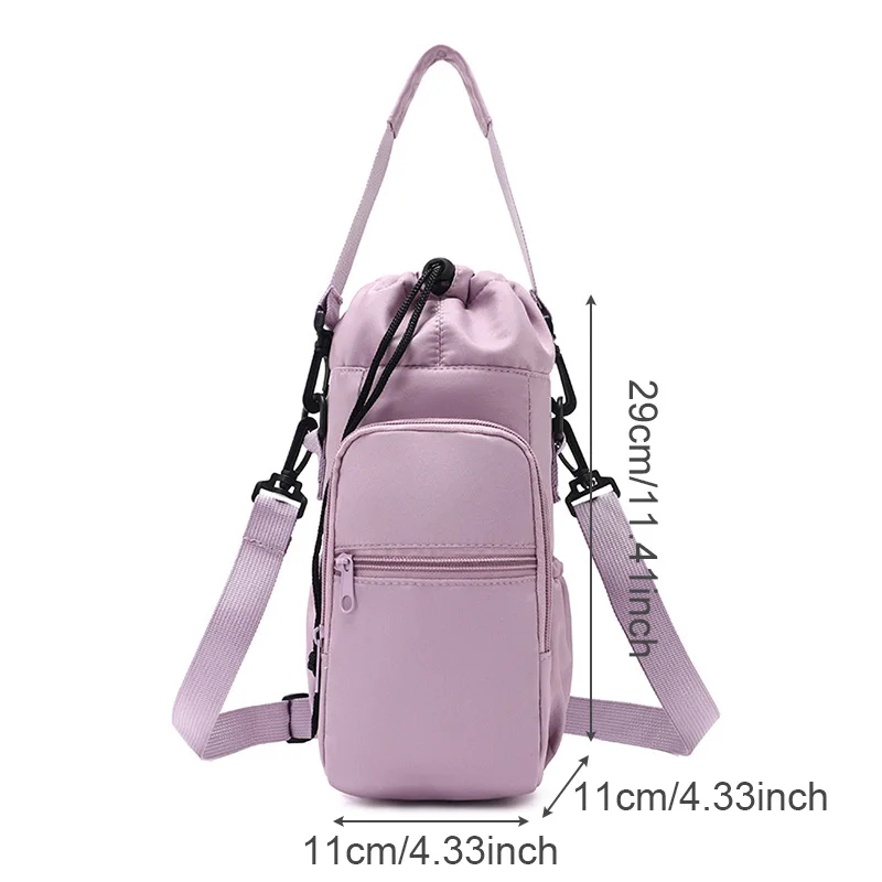 Portable Water Bottle Bag with Adjustable Strap Thermal Mugs Insulated Protective Cover Phone Pocket Outdoor Sports Travel Bag