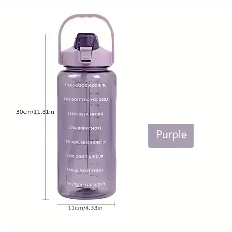 2L Portable Water Bottle Large Capacity Plastic Straw Water Cup Beverage Bottle,Outdoor Portable Sports Water Cup