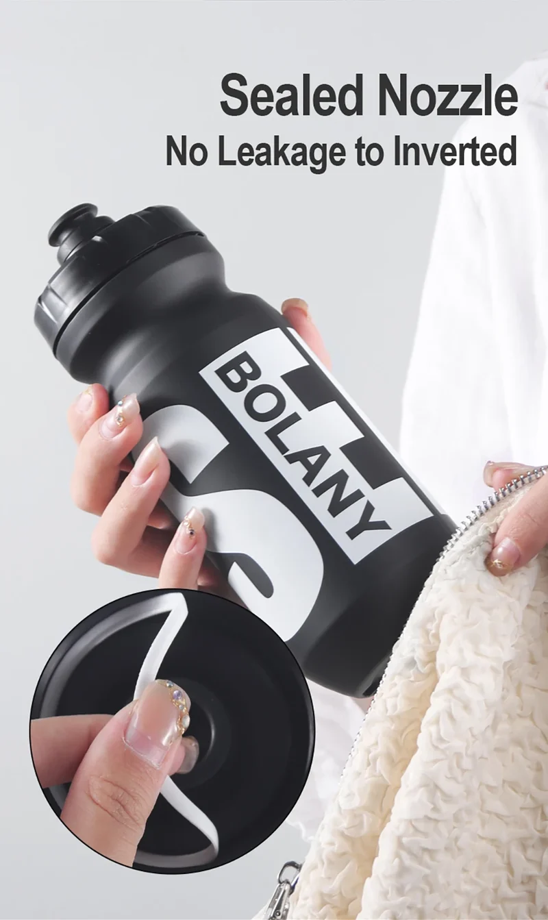 BOLANY 610ML Cycling Bike Water Bottle Bicycle Portable Kettle with Cover Matte Plastic Sports Bottle Outdoor Supplies