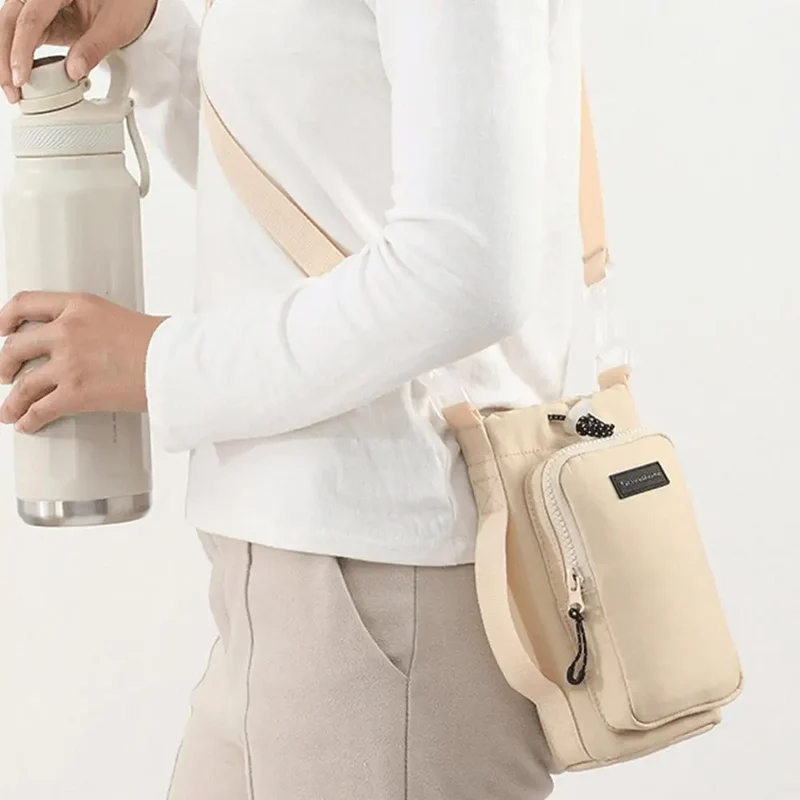 Portable Water Bottle Bag with Adjustable Shoulder Strap Water Bottle Sleeve for Walking Hiking Camping Gym Insulated Protective