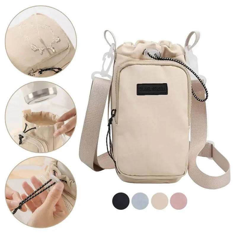Portable Water Bottle Bag with Adjustable Shoulder Strap Water Bottle Sleeve for Walking Hiking Camping Gym Insulated Protective
