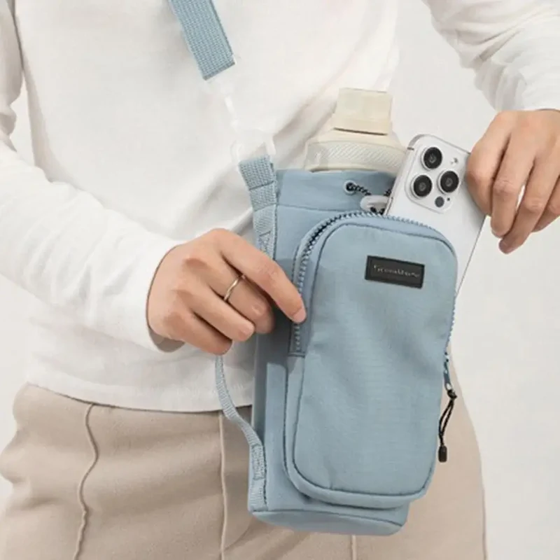 Portable Water Bottle Bag with Adjustable Shoulder Strap Water Bottle Sleeve for Walking Hiking Camping Gym Insulated Protective