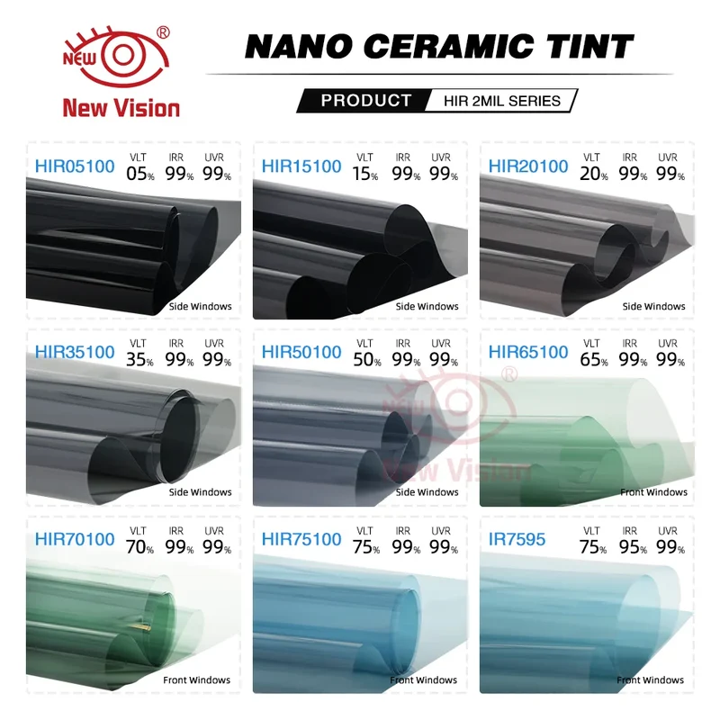 1mX2m High Rejection HIR100%% Nano Ceramic Car Window Tint Film Auto Glass Decorative Sun Control Film