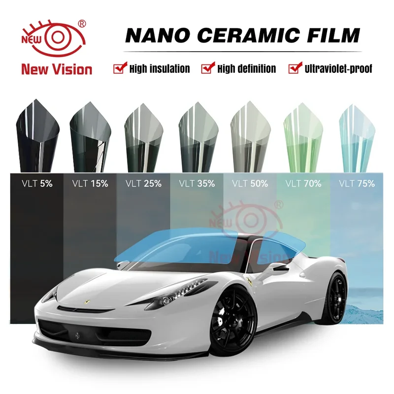 1mX2m High Rejection HIR100%% Nano Ceramic Car Window Tint Film Auto Glass Decorative Sun Control Film