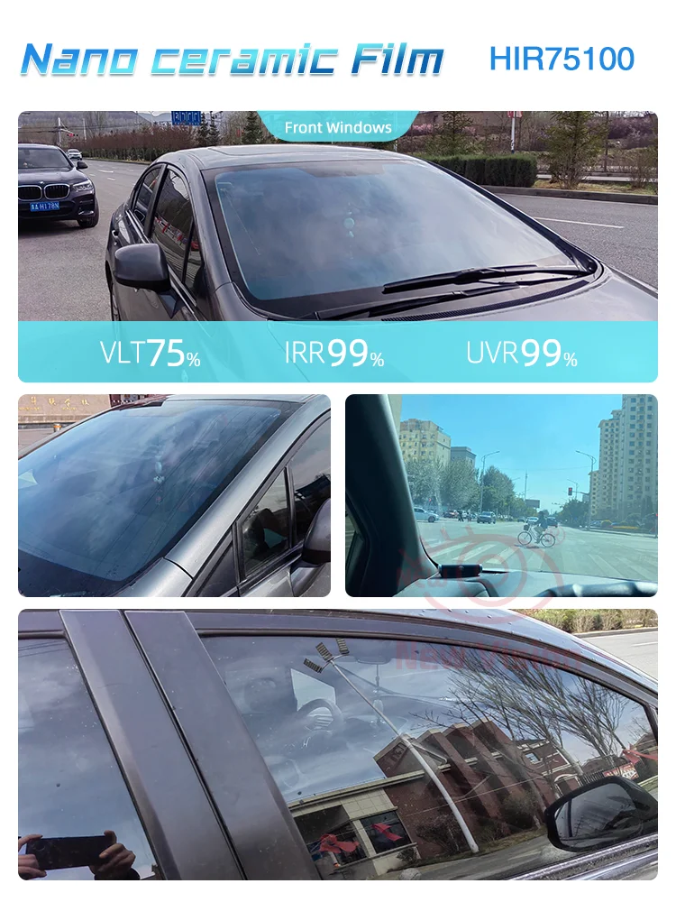 1mX2m High Rejection HIR100%% Nano Ceramic Car Window Tint Film Auto Glass Decorative Sun Control Film