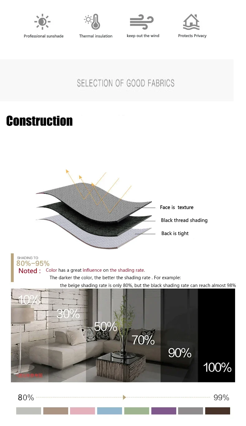 YCENTRE Faux Linen 70%-85% Shading Custom Made Insulating Modern Style Solid Color Blackout Curtain For Living Room Window