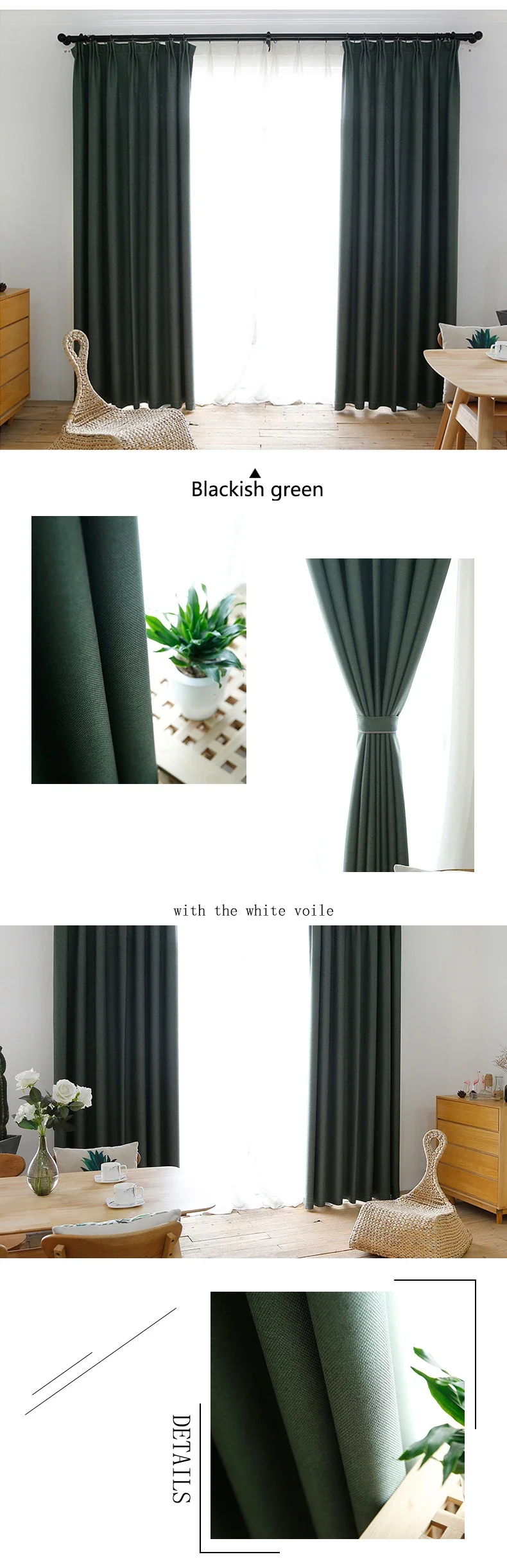 YCENTRE Faux Linen 70%-85% Shading Custom Made Insulating Modern Style Solid Color Blackout Curtain For Living Room Window