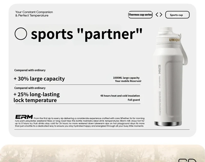 Large Capacity Waterbottle Insulated Flasks Stainless Steel Tumble Cycling Sports Portable Water Bottle for Men