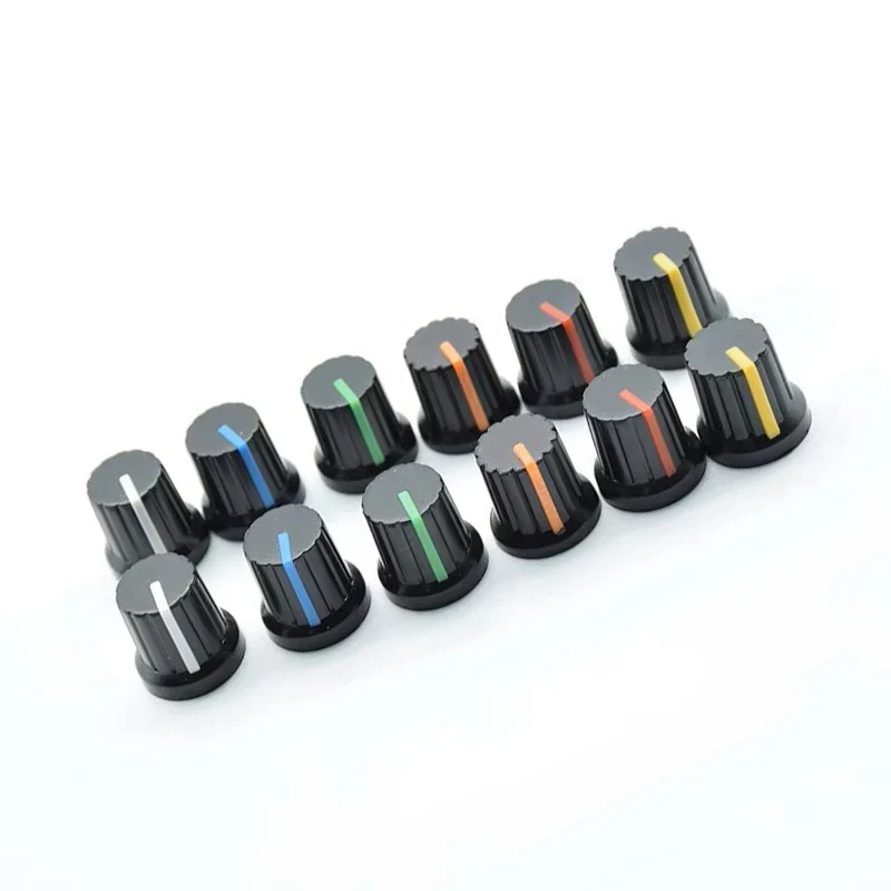 10Pcs Shaft Hole Dia Plastic Threaded Knurled Potentiometer 6mm Knobs Caps