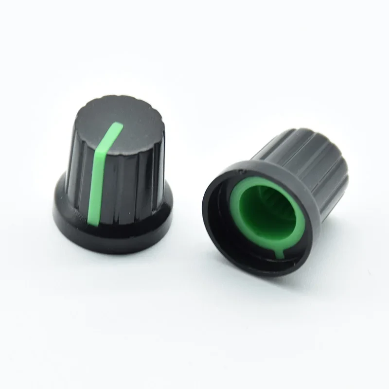 10Pcs Shaft Hole Dia Plastic Threaded Knurled Potentiometer 6mm Knobs Caps