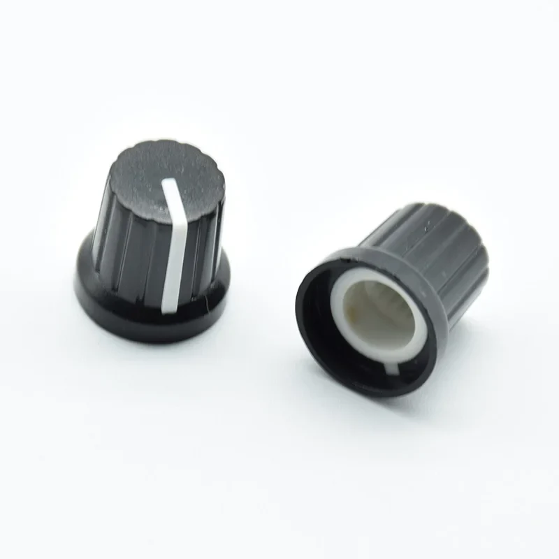 10Pcs Shaft Hole Dia Plastic Threaded Knurled Potentiometer 6mm Knobs Caps